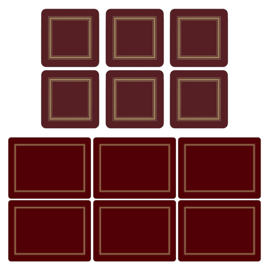 Pimpernel Classic Burgundy Placemats and Coasters Set of 6
