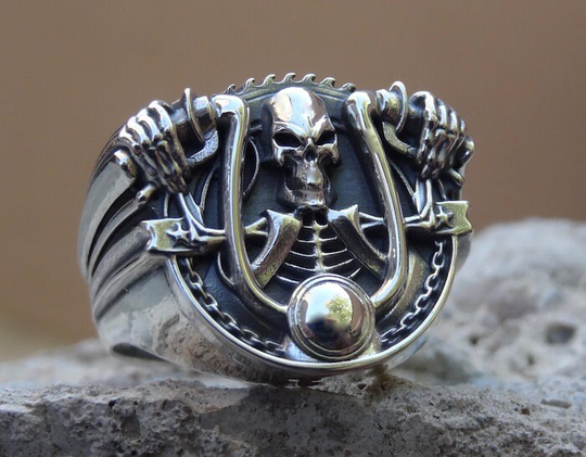 New Skull Motorcycle Biker Harley Sterling Silver 925 Ring All Sizes