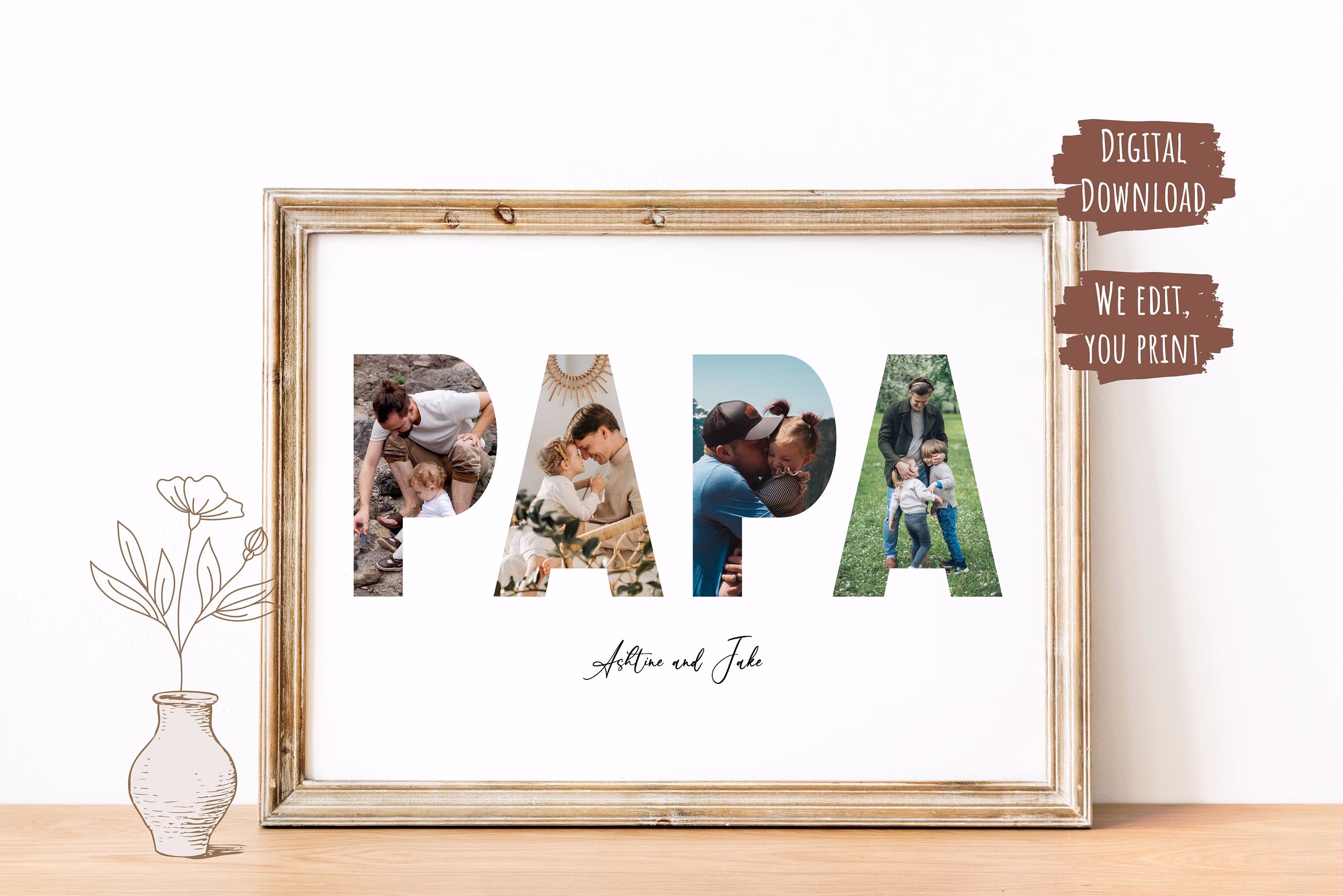 Custom Papa Collage Anniversary, Birthday, Father's Day Collage, Personalized Daddy Dad, Papi, Gift For
