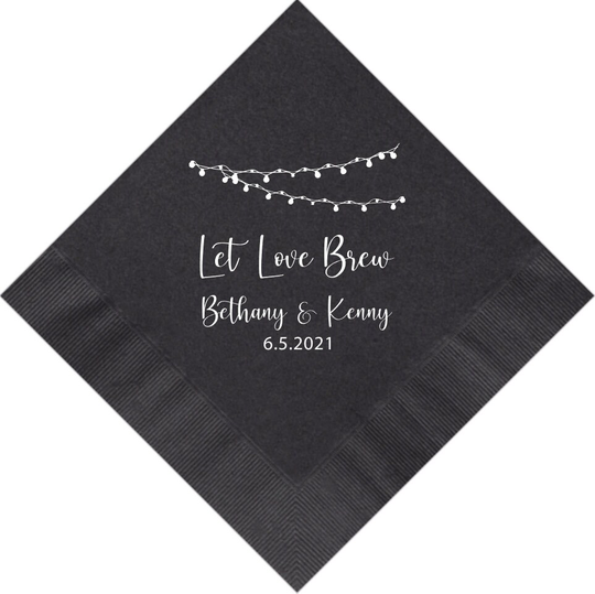 Personalized Napkins Printed Custom Monogram Let Love Brew Engagement Wedding Shower