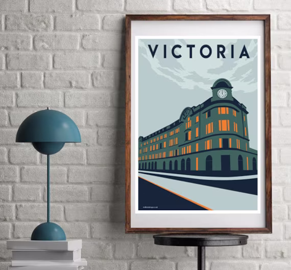 Manchester Victoria Station, Vintage Travel Art Print Poster
