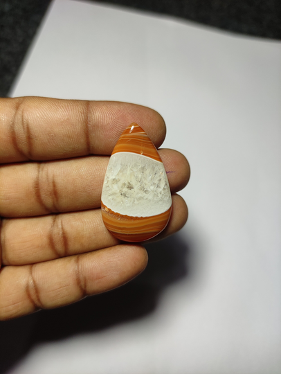 Top Rare Quality Orange Banded Agate Gemstone 100% Natural Cabochon, Handcraft Semi Precious Loose Stone, 37 Ct #10828