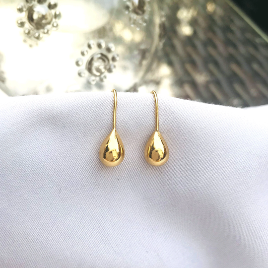 sterling Silver 925 Gold Vermeil Short Teardrop Dangle Drop Earrings