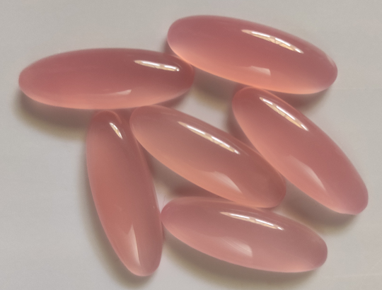 Rose Quartz Chalcedony, Pink Wholesale Lot Chalcedony Cabs, Oval Shape 7x14Mm To 12x36 Mm Calibrated Cabochon For Jewelry Making