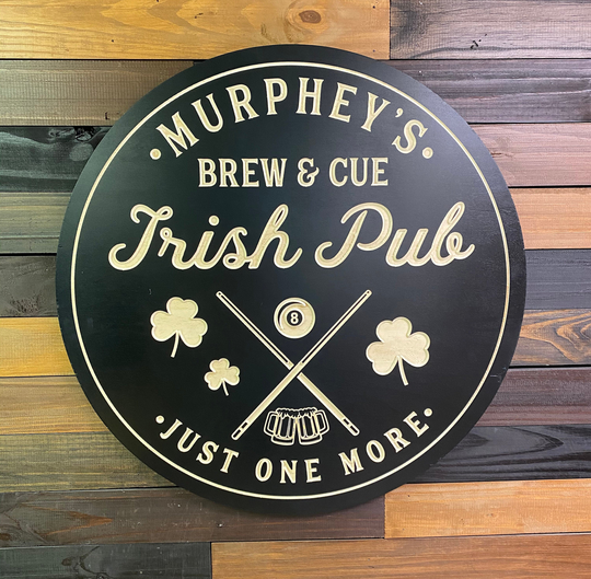 Billiard Room Sign, Personalized Man Cave, Carved Game Signs, Bar, Irish Christmas Gift