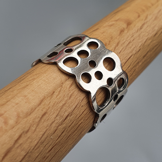 Finnish Modernist Silver Pitsi Ring By Liisa Vitali