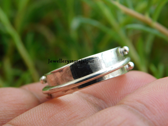 Beautiful 925 Sterling Silver Spinner Ring, Designer Hand Carver Spin Thumb Meditation Worry Women Jewelry