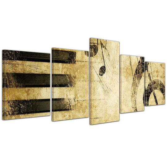 Grunge Music 5 Piece Graphic Art on Canvas Set