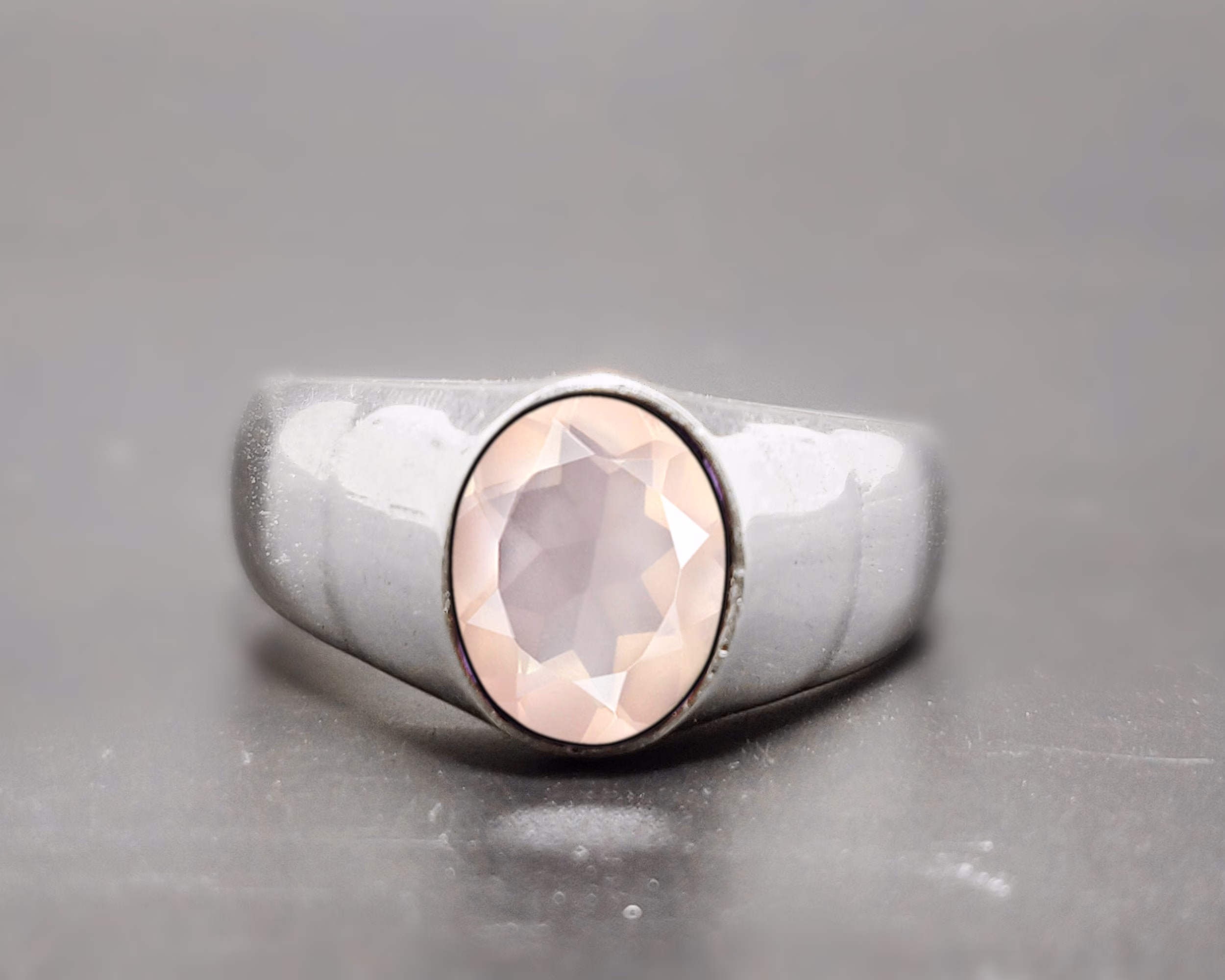 Natural Rose Quartz Men's Ring 925 Sterling Silver Gemstone Ringbirthstone Ringband Ringboho Ringbeautiful Ringstone Ring