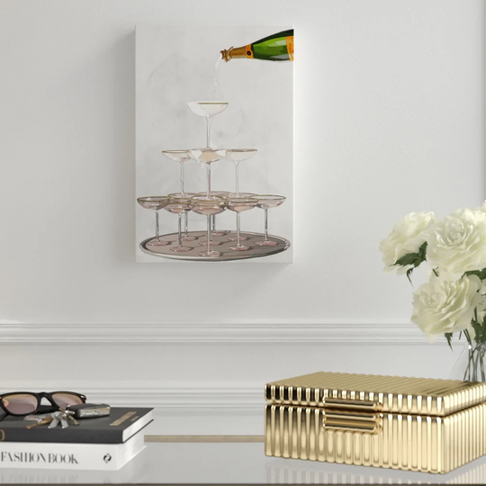 Champagne Tower - Wrapped Canvas Graphic Art Print