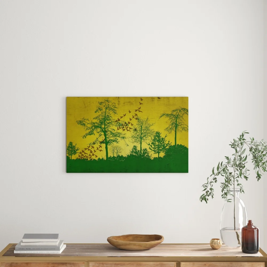 Birds in Forest Graphic Art on Canvas