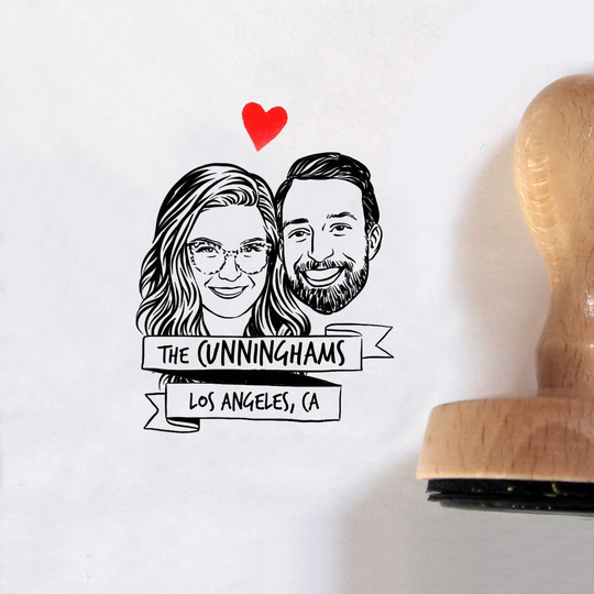 Custom Couple Portrait Stamp For Save The Date Personalize Gift
