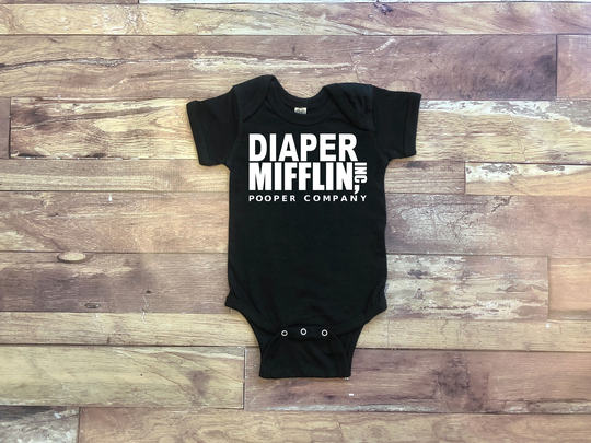 Diaper Mifflin Pooper Company - The Office Baby Gift Infant Bodysuit Nb, 6M, 12M, 18M, 24M Unisex Gender Neutral Baby, Dunder