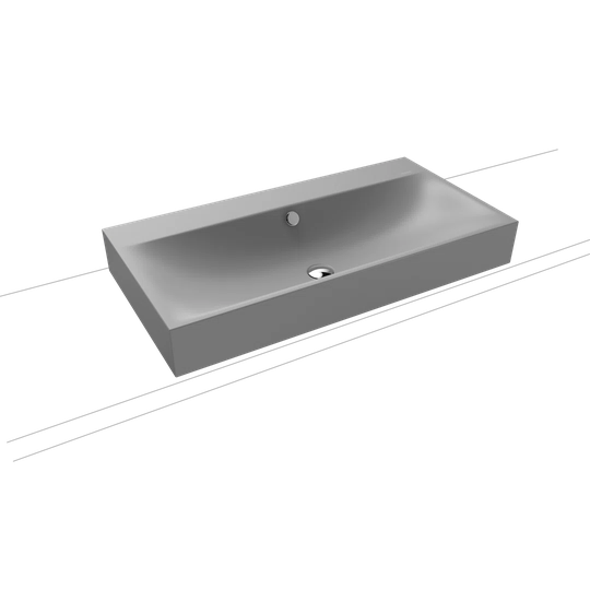 Cold Grey Metal Reactangle Countertop Basin Bathroom Sink