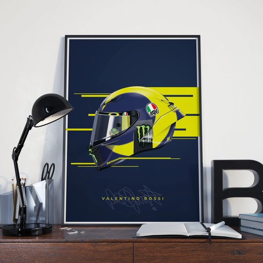 Valentino Rossi Poster | Soleluna Motogp Helmet Hand Drawn