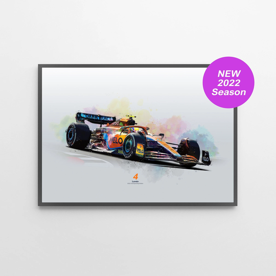 Lando Norris 2022 Mcl36 Mclaren Formula 1 Car Poster Print | Illustration | Unframed