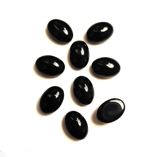 Black Onyx Cabochon, Oval Shape, Loose Cabs 5x3 Mm To 20x30 Calibrated Flat Back, Bezel Setting, Jewelry Supplies Gemstone