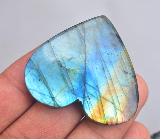 Natural Labradorite Heart Cabochon Shaped Loose Gemstone Shape 111.95 Ct. 45x37x7 Mm. A - 218
