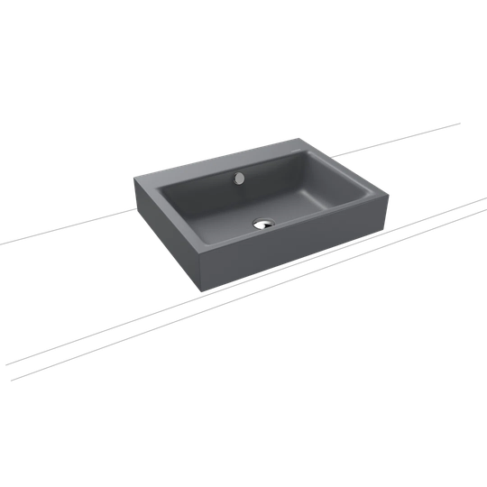 Cold Grey Metal Rectangular Countertop Basin Bathroom Sink with Overflow