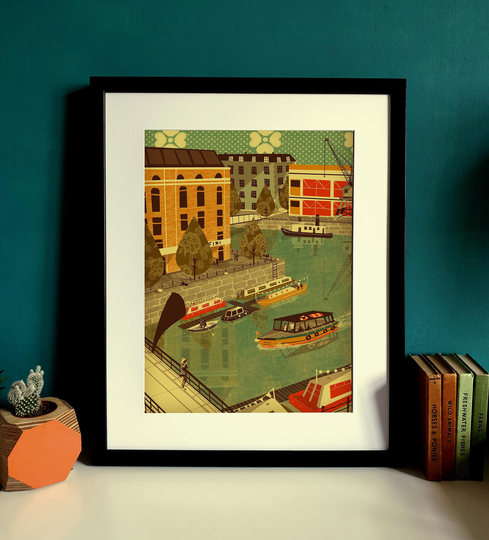 Bristol Harbour Illustration Poster A3