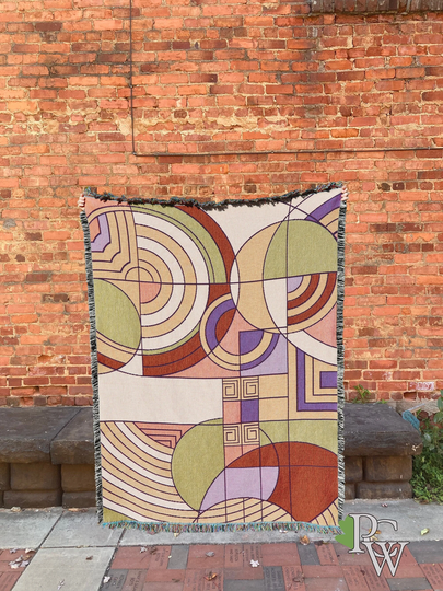 Hoffman Sunset - Frank Lloyd Wright Cotton Woven Blanket Throw Made in The Usa | 72x54
