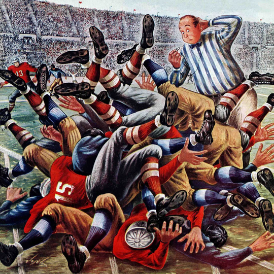 Football Pile Up by Constantin Alajalov - Wrapped Canvas Graphic Art Print