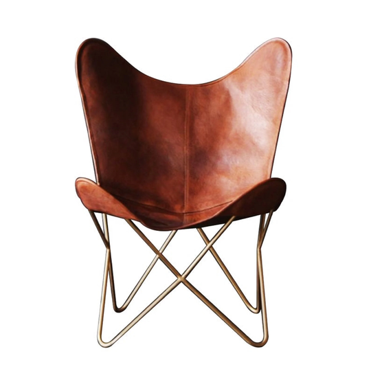 Vintage Leather Butterfly Chair, Handmade Decorative Chairs, Folding Chair Gift, Comfortable Dining Room Lounge