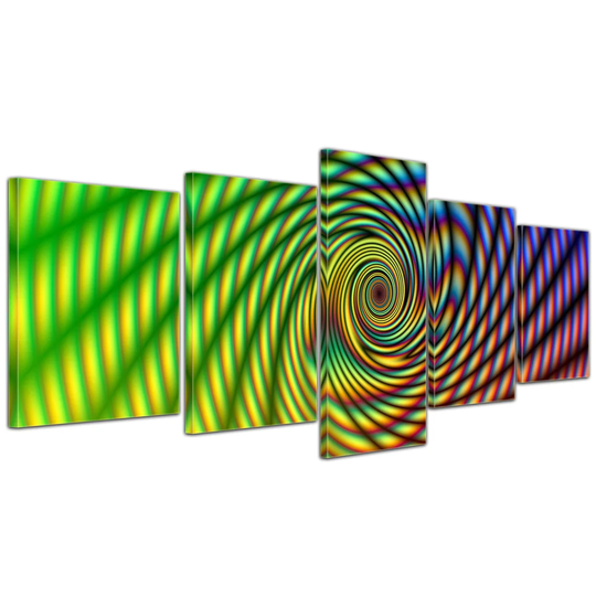 Abstract Rainbow Spiral 5-Piece Graphic Art on Canvas Set