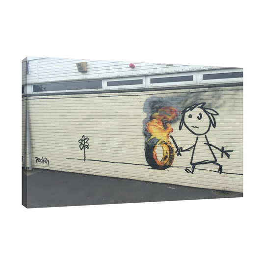 Burning Tire by Banksy - Wrapped Canvas Graphic Art Print