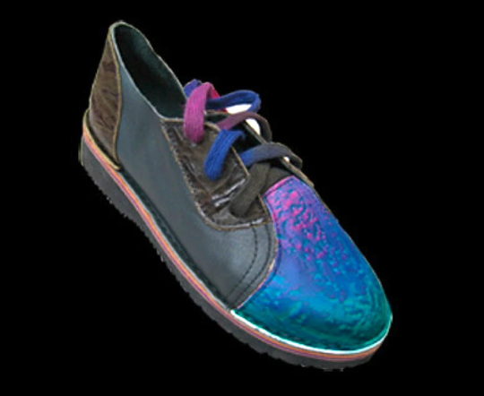Handmade Custom Leather Shoes Lo Top - Cowhide Blue Black Purple Rainbow Airbrushed Elements Patterned Made Or Size 5, 6, 7, 8, 9, 10