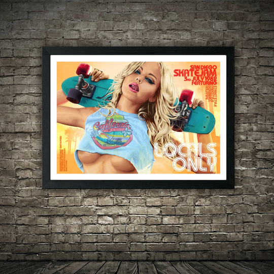 Skateboard Poster Locals Only - Skater Girl Santa Cruz Skateboards