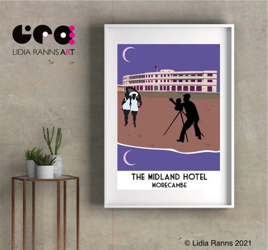 Morecambe Art Print. Twilight Teasers - The Midland Hotel, Deco Style From An Original Illustration By Lidia Ranns