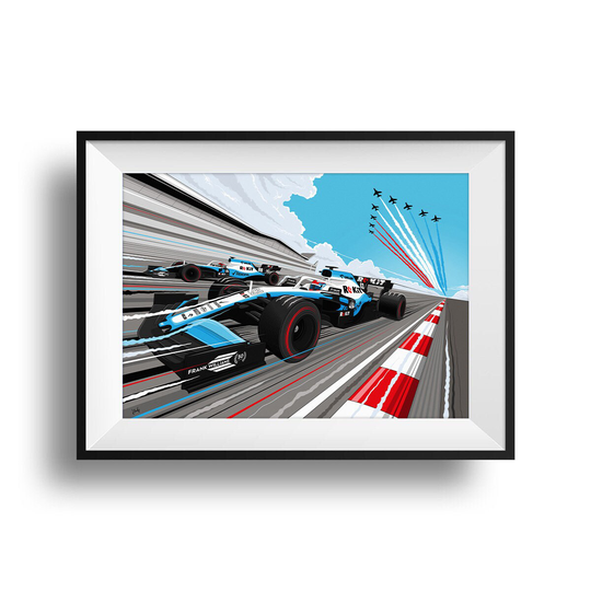 F1 Williams Silverstone Print - Poster Frank 50Th Anniversary Illustration