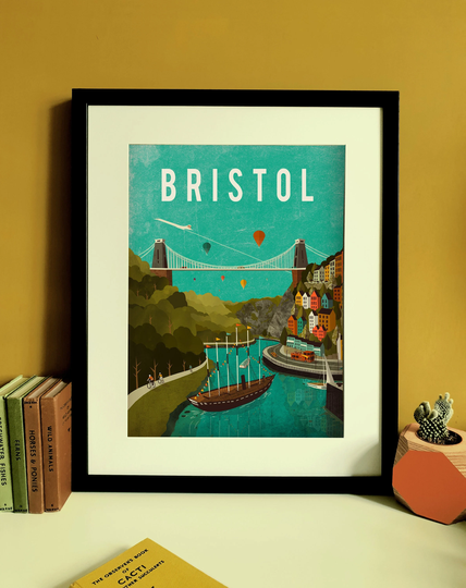 Bristol Travel Clifton Suspension Bridge Illustration Poster A3