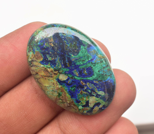 Natural Azurite Malachite Cabochon Top Grade From Peru Gemstone Oval Shape 52.50 Ct. 35x24x6 Mm Loose A - 276