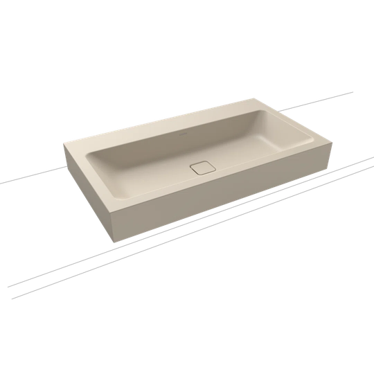 Cono Warm Beige Steel Enamel Rectangular Countertop Bathroom Sink