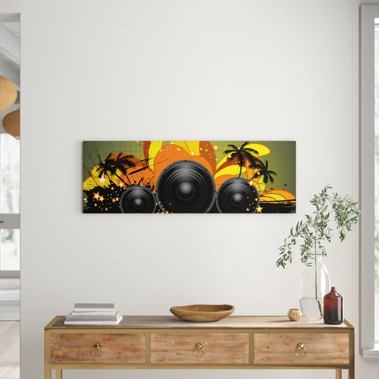 Musical Grunge Background II Framed Graphic Art on Canvas