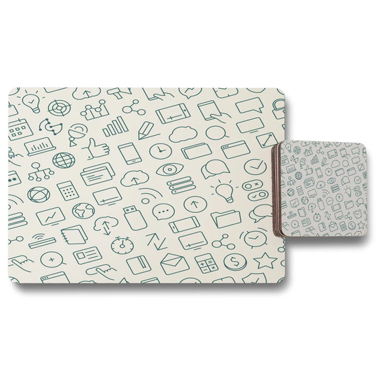 Abigale Outline Icons Designer 12 Piece Placemat and Coaster Set