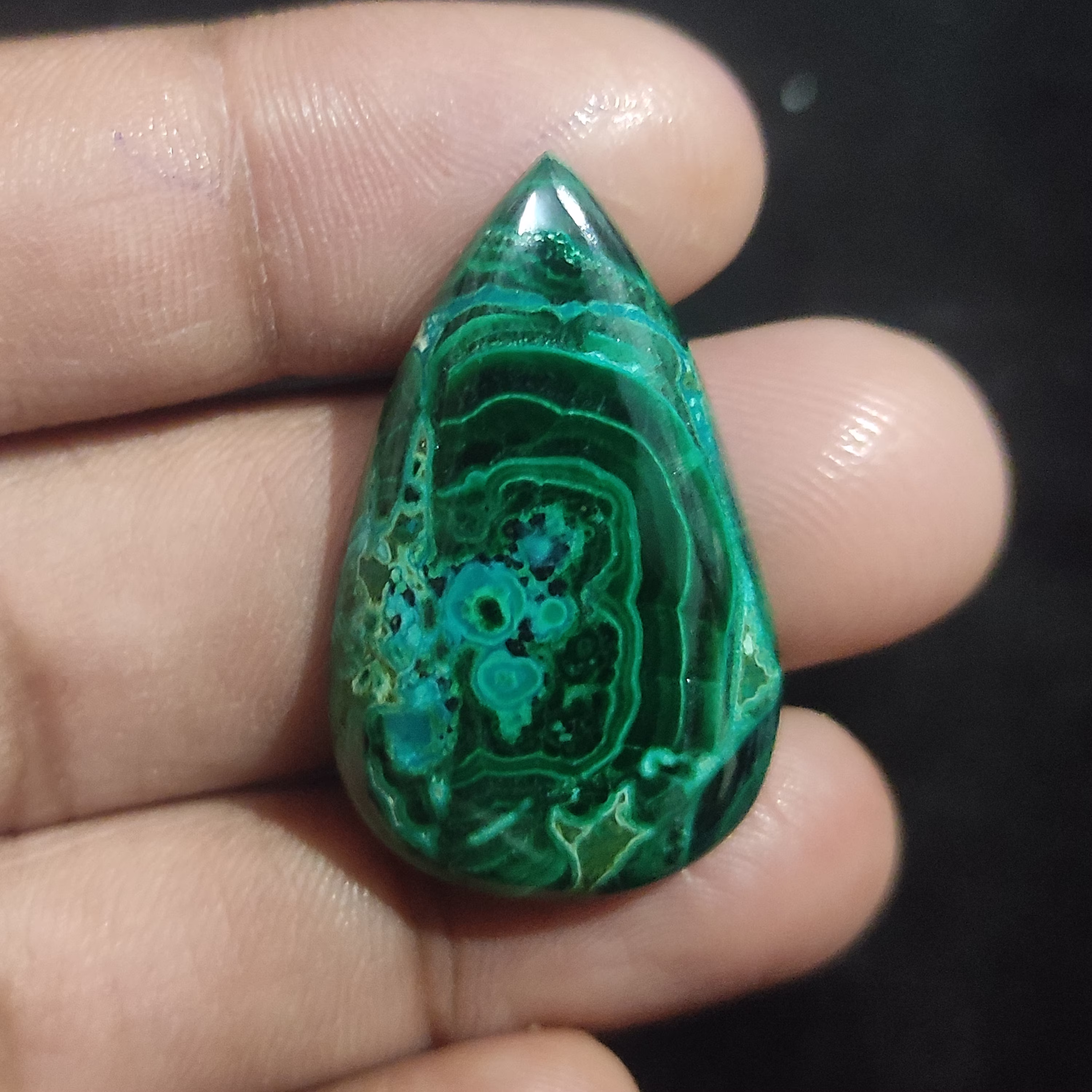 39 Ct Aaa Azurite Malachite Gemstone 35x21 Mm Pear Shape Stone Loose Cabochon Best For Pendant Macrame Making Jewelry Supplies