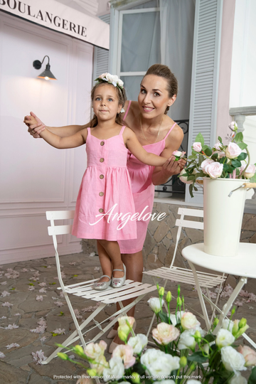 Linen Summer Family Outfit - Mother & Daughter Sundress Matching Outfits