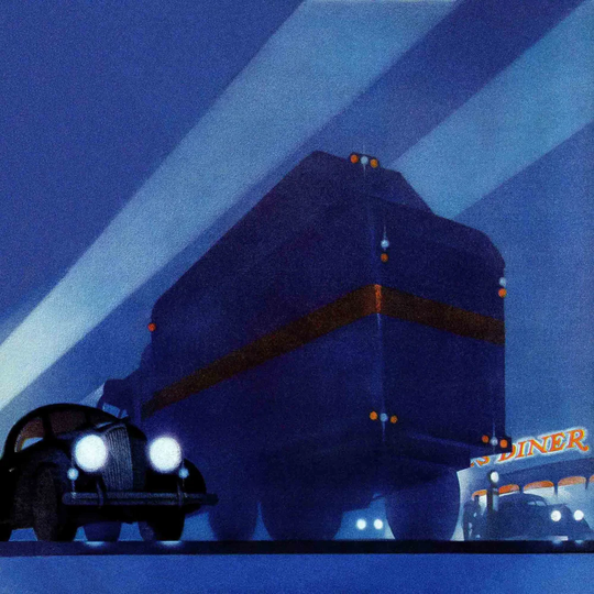 Near the Diner Graphic Art on Wrapped Canvas
