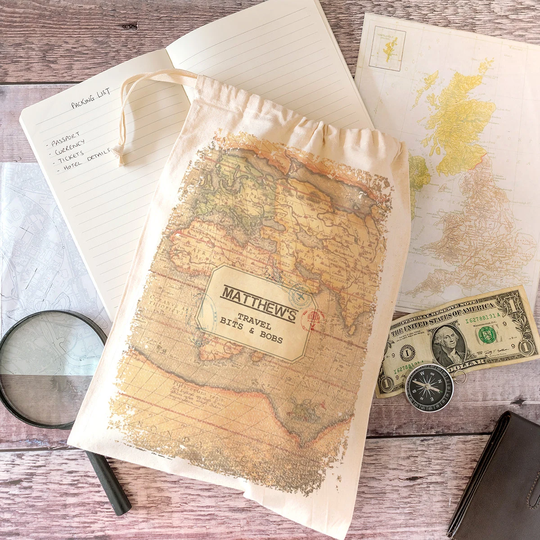 Travel Canvas Pouch, Personalised Essentials Bag Sale