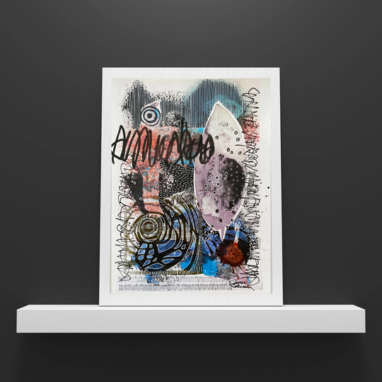 Original Graffiti Mixed Media Leaves Abstract Painting By Julie Steiner