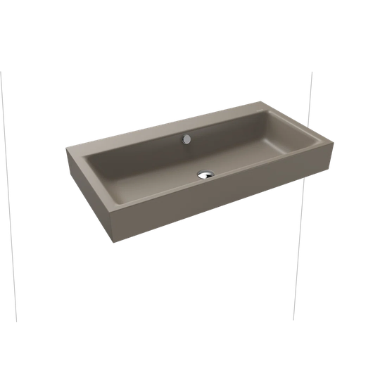 Warm Grey Metal Rectangular Wall Hung Basin Bathroom Sink with Overflow