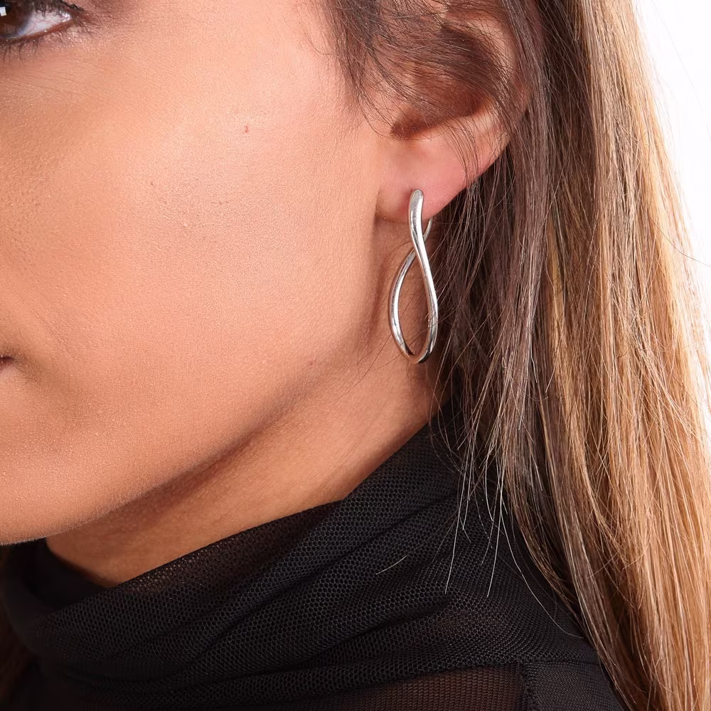 Melting Drop Hoops, 925 Sterling Silver, Award Winning Designer Jewellery, Unique & Stylish Earrings, Everyday Occasion Jewellery