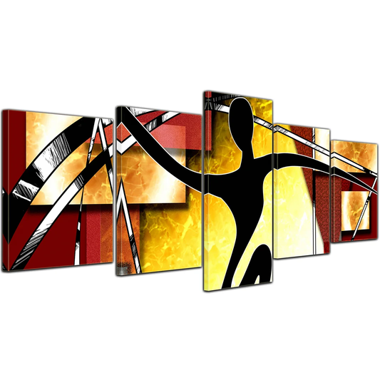 Abstract 5 Piece Graphic Art on Canvas Set