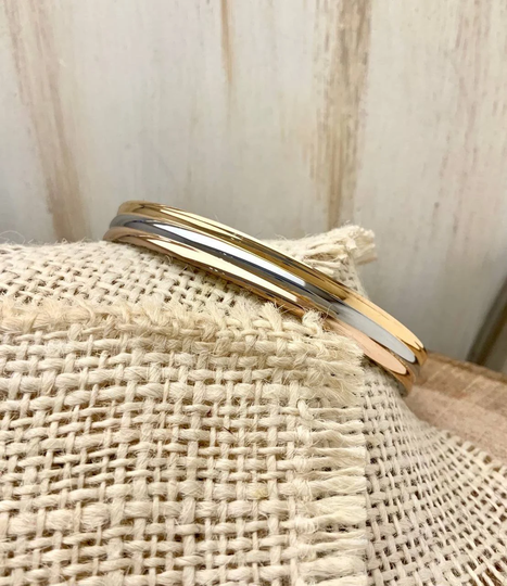 Three Color Mixed Bangle Bracelet No Coloration Stackable
