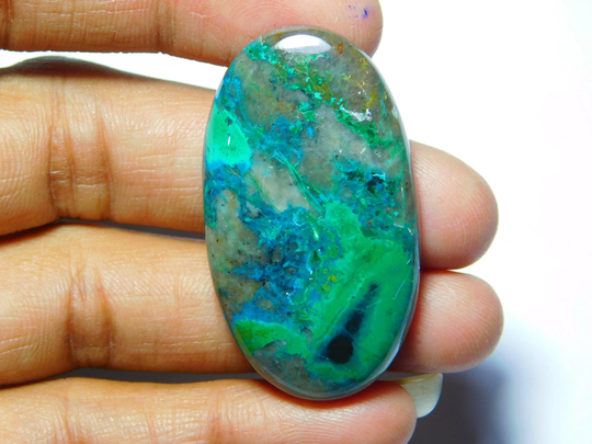 Green Chrysocolla Malachite Cabochon Loose Stone Top Grade Gemstone 100%natural 69Cts.(42x23mm