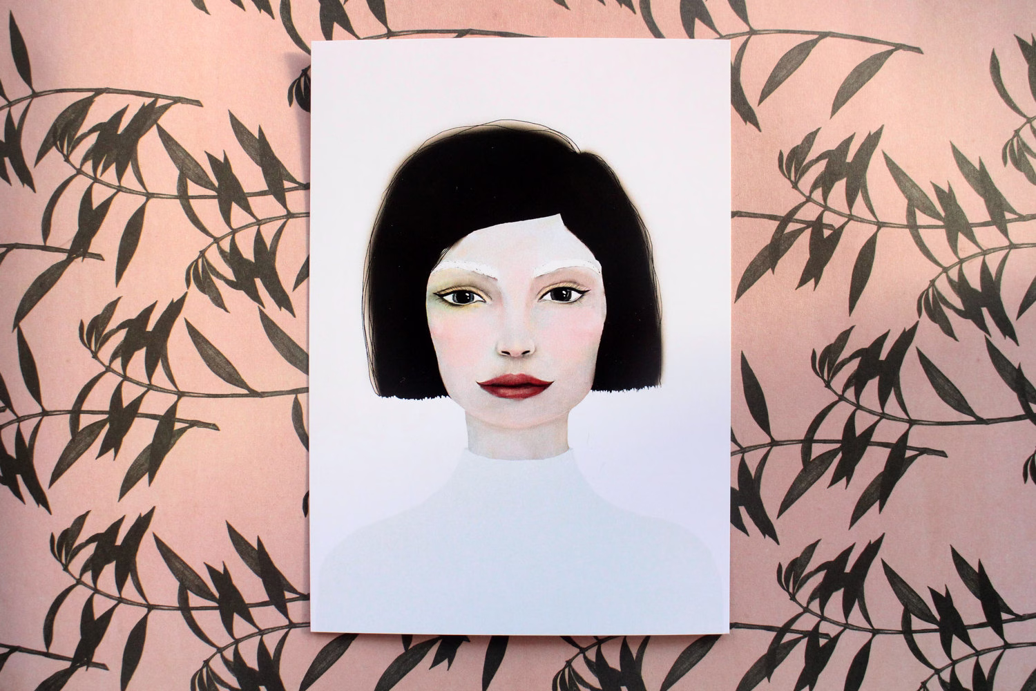 Bobbie A6 Card Of Original Painting Woman - Stationary Postcard Face Girl Wall Art Decoration Artwork Print Acrylic Modern Pastel