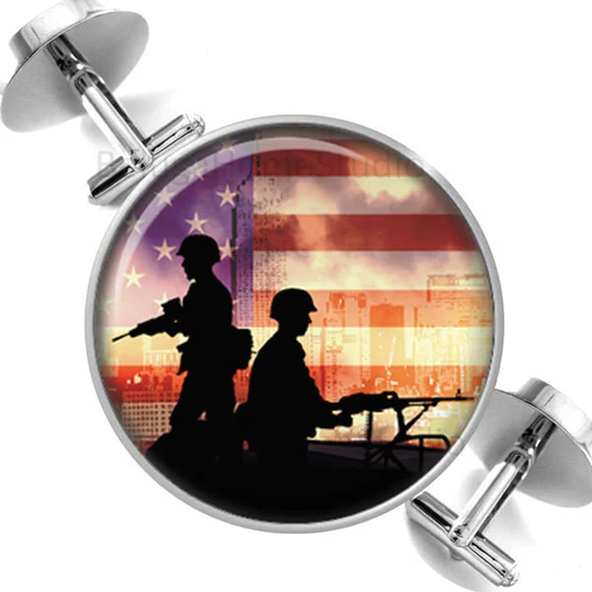 Cufflinks American Heroes Soldiers Usa Flag Groomsmen Wedding Party Fathers Dads Men